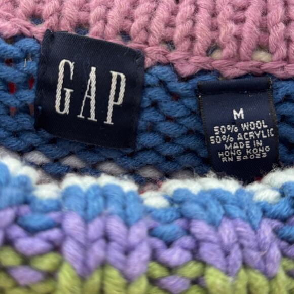 Gap Multicolor Vintage Y2K Striped Chunky Knit Wool Turtleneck Sweater - Picture 9 of 11